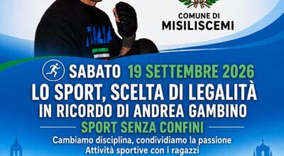 Rimandato a sabato 26 settembre l’evento “Lo sport, scelta di legalità. In ricordo di Andrea Gambino”